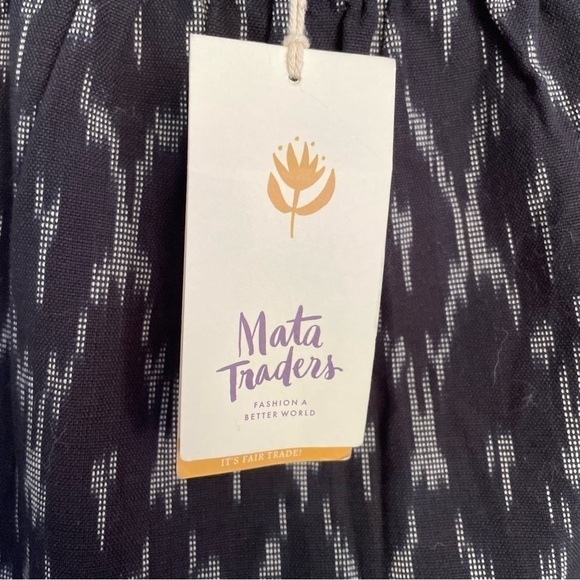 Mata Traders Skirt XS NWT Gathered Ikat Black Handwoven 100% Cotton Boho Spring - Picture 5 of 9